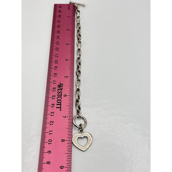 Sterling Silver 925 Silpada Heart Charm Bracelet Toggle Clasp Vintage Retired - Picture 7 of 8